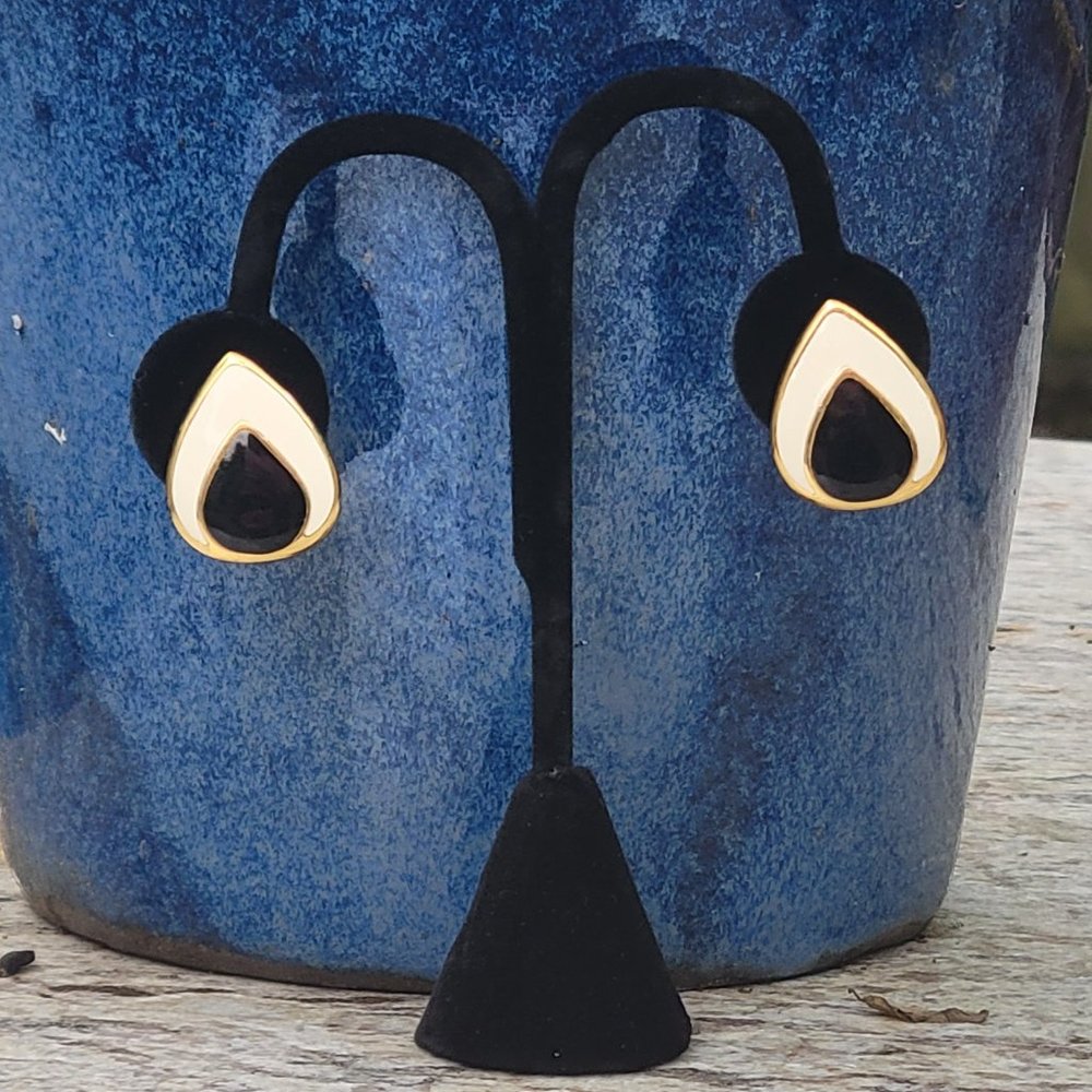 Clip Tear Drop Enamel Earrings